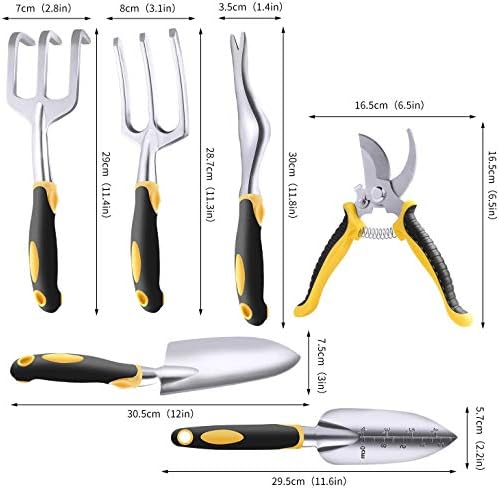 BESELER 7Pcs Garden Tools Set, Aluminum Gardening Hand Tool Including Shovel, Rake, Fork, Weeder, Trimmer, Gloves