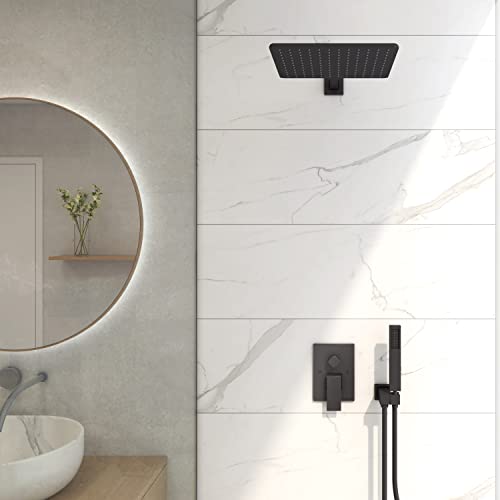 Rain Shower Head With Handheld Spray • Shower Faucet • Rainfall Shower Head • Large Waterfall Showerhead • High Pressure & Balanced Water Flow With Consistent Temperature • Detailed Installation Video #TOP2