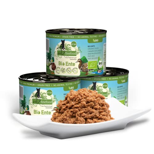 catz finefood Bio Katzenfutter Ente - N° 505 - Nassfutter für Katzen - 6 x 200 g - Ohne Getreide & zugesetzten Zucker (1,2 kg)