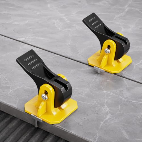 Reusable Tile Leveling System 2 Pack, Adjustable Tile Leveler Tool for Ceramic Floor and Wall Tile Installation, Tile Spacer Leveling Tool for 8–12 mm Tiles (Yellow,2)