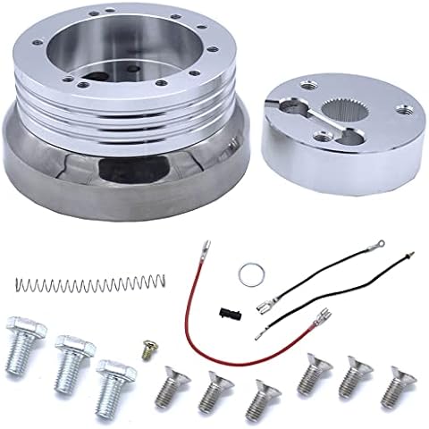 MOCW 5 & 6 Hole Billet Steering Wheel Hub Adapter Compatible with Chevrolet Models GM, Chevy, Flaming River, Ididit Cover
