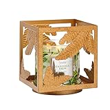  PartyLite Candle Holder - Square Golden Frond Metal Jar Holder for Scented Candles