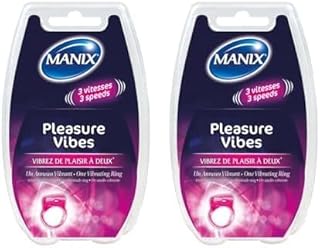Manix Pleasures Vibes : Anneau Vibrant Rose pour Couple, 1 unité / 3 Vitesses et Perles Stimulantes pour Plaisir Clitoridien / 35Min D'autonomie (Lot de 2)