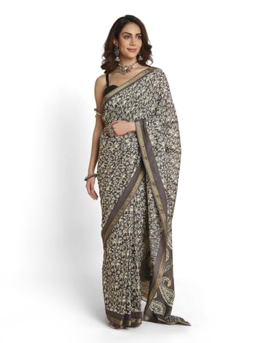 Image of RATAN Women's Pure Soft Cotton Saree with Blouse Piece | Lightweight Breathable Daily Wear Cotton Saree | Traditional Printed Saree for Office Casual & Summer Wear