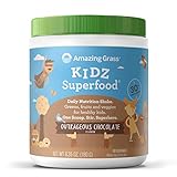 Amazing Grass Kidz Superfood: Organic Greens, Fruits, Veggies, Beet Root Powder & Probiotics for Healthy Kids, Outrageous Chocolate, 30 Servings, 6.35 Ounce (Pack of 1)
