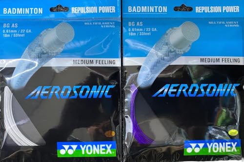 YONEX Aerosonic Badminton String 2 Pack of White and Purple (2 Pack of White and Purple)