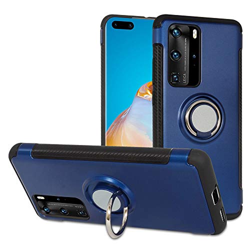 Labanema Case for Huawei P40 Pro, Hybrid Dual Layer 360 Degree Rotation Ring Holder Kickstand Armor Slim Protective Cover for Huawei P40 Pro(Not fit Huawei P40 Lite/Huawei P40) - Dark Blue