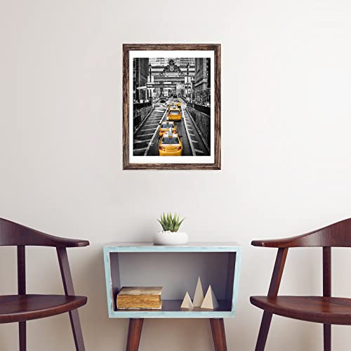 Finefrarm 12X16 Frames Display Pictures 11X14 With Mat Or 12X16 Photo Without Mats Farmhouse Distressed Brown Picture Frames Wall Art For Living Room Wall Mounting Decor #TOP5