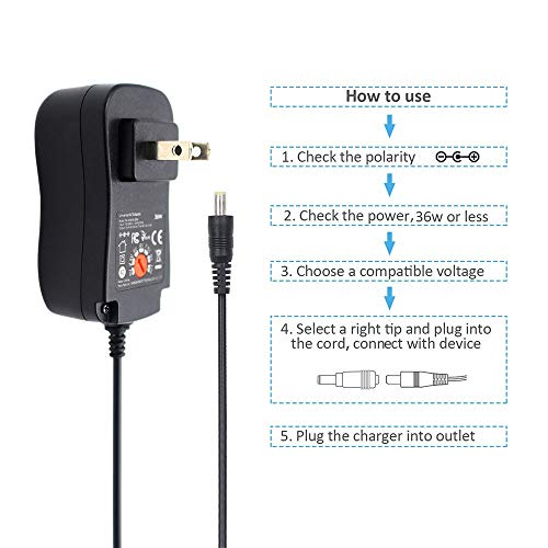 POWSEED Universal AC Adapter 3V 4.5V 5V 6V 7.5V 9V 12V Power Supply Charger W/8 Adapter Plugs for Home Appliance, 3Amp Max - Thumbnail 5