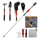 Pulitore per grondaie, con manico telescopico, 4 m, 2 in 1