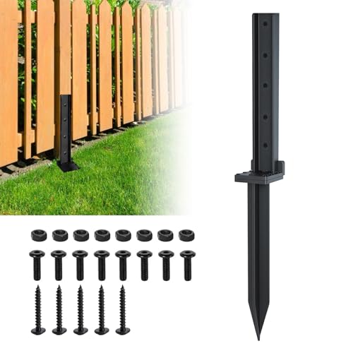 1 Pcak Fence Post Repair Kit, Heavy Duty Fence Post Repair Kit, Steel Fence Post Anchor Ground Spike,Fence Post Support Stake for Repairing Damaged Fence Gate Posts Sign Posts or Mailbox