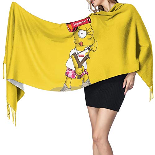 ザ・シンプソンズ (4) カシミヤ マフラー秋 冬 極上カシミヤブレンドマフラー【レディースメンズ共用】(196cm×68cm) 暖かいカシミヤ マフラー ユニークでスタイリッシュなデザインを採用しています。