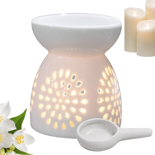 お茶 アロマ 芳香器 アロマバーナー 茶 香炉 陶磁 中空の彫刻工芸 セラミックティーライトキャンドルホルダー 香り付きオイルバーナー ティーライト ワックスウォーマー アロマポット アロマバーナー アロマキャンドル 陶器 花 雪 星 インテリア 飾り お