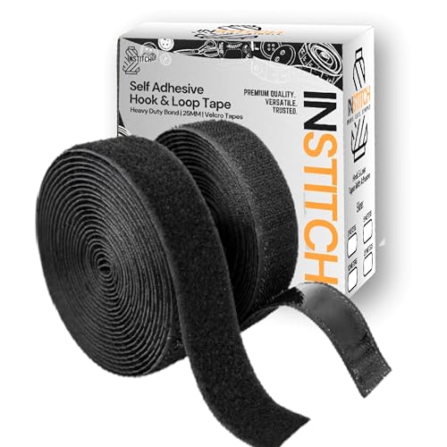 Image of Self-Adhesive Hook and Loop Tape, Hook & Loop Tapes Roll, Self Sticky Back Strong Gripping Perfect for DIY | Home, Office, School, and Crafting |, Crafting & Wall Hanging (25mm) (Black, 5 Meter)
