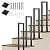 Stair Railing Lndoor,Hand Rails for Outdoor Steps, Metal U Shaped Handrails for Indoor Stairs, Lndustrial Wrought Lron Handrail, Stair Handrail?for Stairs Porch Garden (U-Black, 90CM)