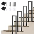 Stair Railing Lndoor,Hand Rails for Outdoor Steps, Metal U Shaped Handrails for Indoor Stairs, Lndustrial Wrought Lron Handrail, Stair Handrail?for Stairs Porch Garden (U-Black, 90CM)