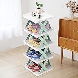 Zapatero pequeño de 5 Pisos,Estante Organizador de Zapatos, Multifuncional Zapatero, Zapatero doméstico extraíble y apilable, Torre de Zapatos Vertical para el hogar, Dormitorio, Oficina Azul