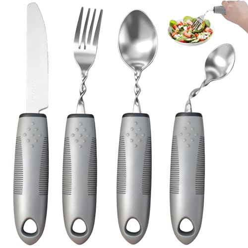 ZIJANG Set 4 Pièces Fourchette Vibrante Regime, Conception Ergonomique Assistive Eating Utensils,...