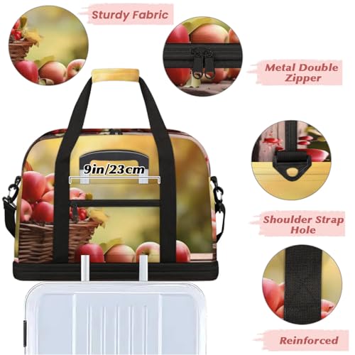 Large Weekender Overnight Bags Fruit Fruit Basket Apple Travel Duffel Bag for Women Men Gym Bag With Shoe Compartment Foldie Travel Tote Bag Carry On Personal Item Bag for Travel Gym Sports 5