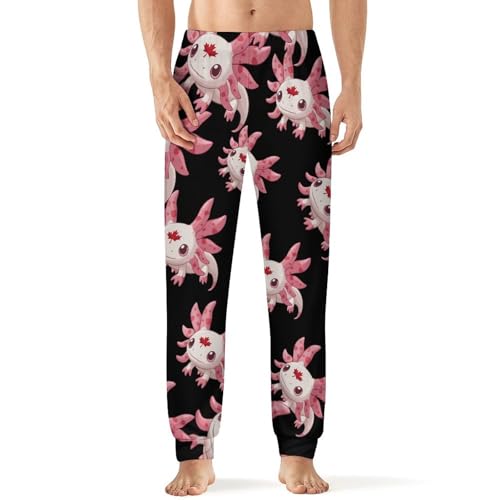 Canadian Axolotl Lover Flag Pajama Pants Men Pj Bottoms Sleepwear Lounge Pant