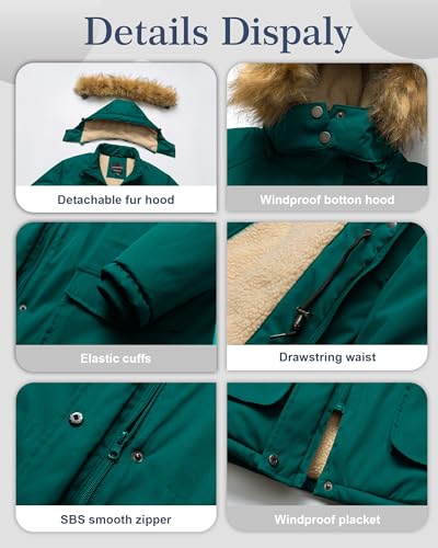 CREATMO US Plus Size Winter Coat in Dark Green – Cozy Sherpa Lined Parka for Ultimate Warmth in Size 5X - Image 6