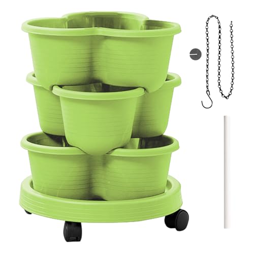 Verticale Giardino Torre - Aiuolo,3 Livelli Torre Di Piante Con Ruote Rimovibili E Strumento Per Le Erbe Da Cucina Fragole Fiori Terrazza Balcone Giardino