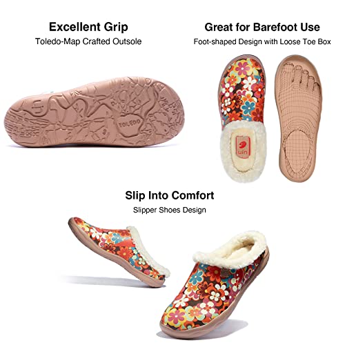 Uin Women's Slipper Fashion Comfort Travel Shoes Wide Toe Casual Household Art Painted Fuzzy Clogs Mules Slip On Malaga Starry Garden (7) #TOP6