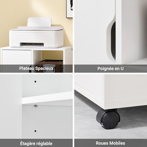 Meuble Imprimante Mobile 50kg avec Rangement, SoBuy