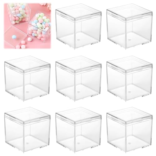 8 Piezas Caja de Acrílico con Tapa, 5.5 x 5.5 x 5.5 cm Cajas de Almacenaje Pequeña en Acrílico, Transparente Cajas de Regalo de Cubo, para Organizar Joyas, Caramelos, Figuras, Regalos de Fiesta