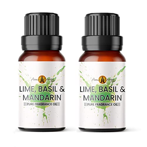 Aroma Energy | Lime Basil Mandarin Fragrance Oil 20ml (2 x 10ml) - Highly Scented Oil for Making Candle, Soap, Wax Melt, Diffuser etc