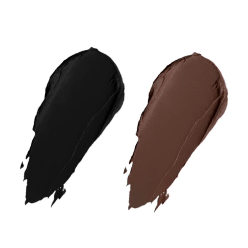 BINGBRUSH 2 in 1 Black and Brown Eyeliner Eyebrow Cream Set, Water Proof Last for All Day Long, Work Great with Eyebrow and Eyeliner, 2 Pieces Eye Makeup Brushes Included