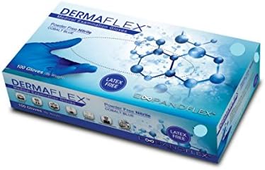 DermaFlex Nitrile Exam Glove, Latex Free, Powder Free, 9.5" Length, 3.5 mils - MEDIUM