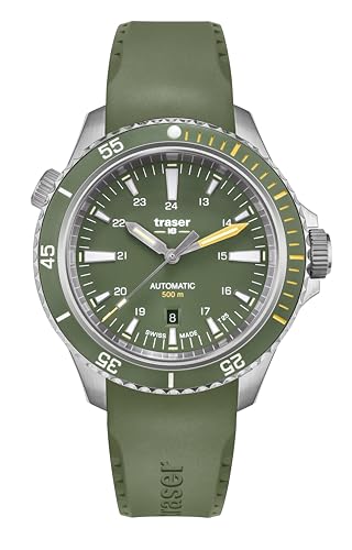 Traser H3 P67 Automatic Diving Watch 500 m, Silver-Green, Strap.