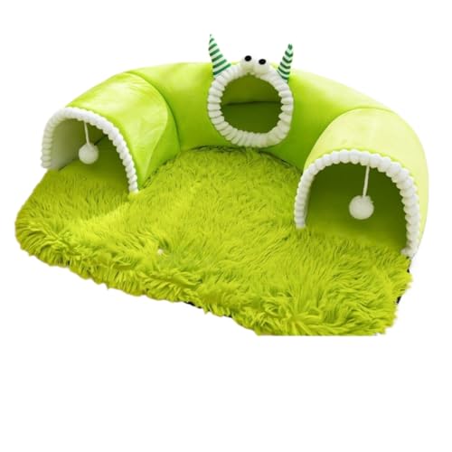 Fiozwea秋冬用猫用ベッド、かくれんぼ、キャットトンネル、遊びと睡眠が一体になったオールインワン、猫用ベッド、小型犬用ベッド、プレイハウス(複数色展開) (L,E)