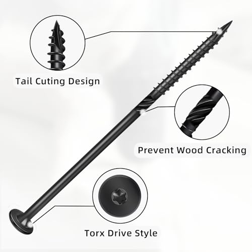 #14 x 2" Tornillos para madera, tornillos para terrazas resistentes para exteriores, tornillos de cubierta con cabeza de estrella, recubrimiento epóxico negro resistente a la oxidación para cercas y maderas, con punta estrella T30, 50 piezas miniatura 3