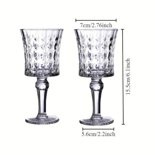 Image of Forestamart Red Wine Glasses Set with Checkered Pattern (170ml) || Ideal for Christmas, New Year, Birthday, Thanksgiving || Embossed Goblet Glasses, for Red & White Wine Home Bar Party (6)