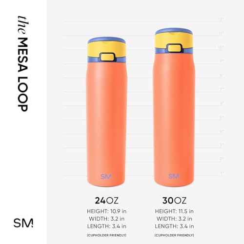Simple Modern Mesa Loop Water Bottle with Straw | 24oz Cup Holder Friendly Insulated Stainless Steel Bottles for Travel, Sports and School | Mango