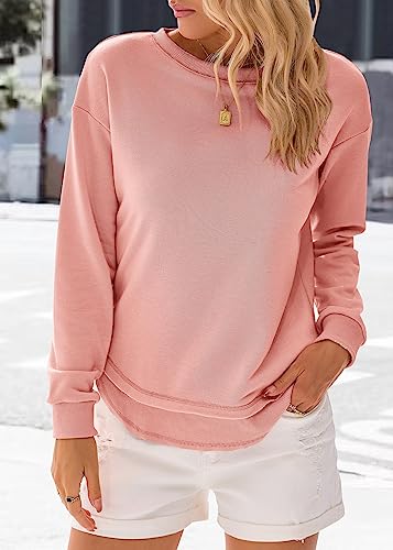 KIRUNDO Women's Casual Crewneck Sweatshirts 2024 Spring Fall Clothes Loose Long Sleeve Lightweight Pullover Shirts Tops3