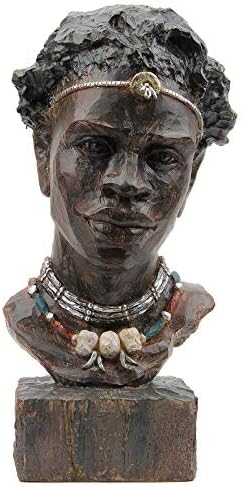 Leekung African Statues and Sculptures for Home Decor,African Figurines Head Statue Decorations for Home,African Art Sculptures Man Statue Decor for Living Room Woodstone Color