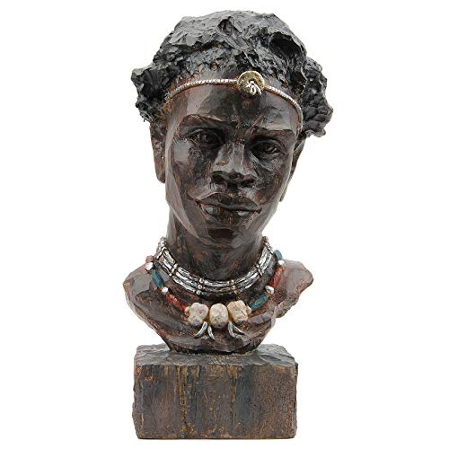 Leekung African Statues and Sculptures for Home Decor,African Figurines Head Statue Decorations for Home,African Art Sculptures Man Statue Decor for Living Room Woodstone Color