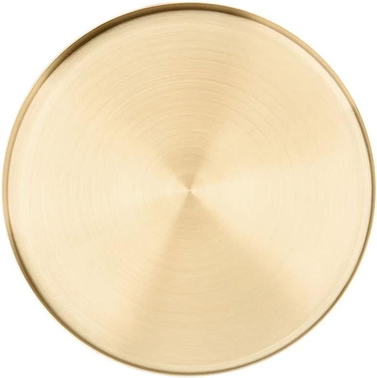 FMURY Kitchen Stainless Steel Storage Tray Space Saving Storage Box Jewelry Display Tray Round Multifunctional Bathroom Gold(M)