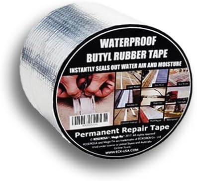 ROSEROSA Professional Waterproof Butyl Rubber Tape External Aluminium Foil Suitable for Roof Leak, Surface Crack, Window Sill Gap, Pipe Rupture, Boat Sealing, Etc (10cm X 5meter, silver)