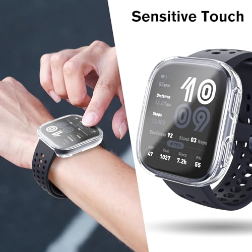 Image of Fintie 3 Packs Screen Protector Case Compatible with Amazfit Bip 6, Soft TPU Plated Bumper Full Protective Cover Cases Scratch-Proof, Clear x 3