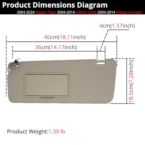 Sun Visor Fits for Nissan Titan 2016-2024 Left Driver Side Replaces 96401-EZ70B Beige by Tpile PARTS - Image 3