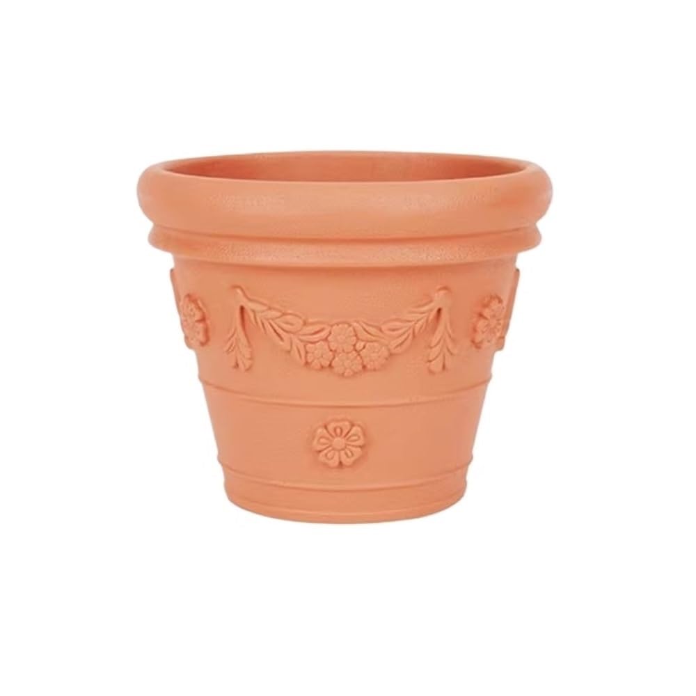 XBGfdySD Arge Floor Standing Resin Plant Pot，Planter Outdoor Plant Flowerpot(Orange,Medium)