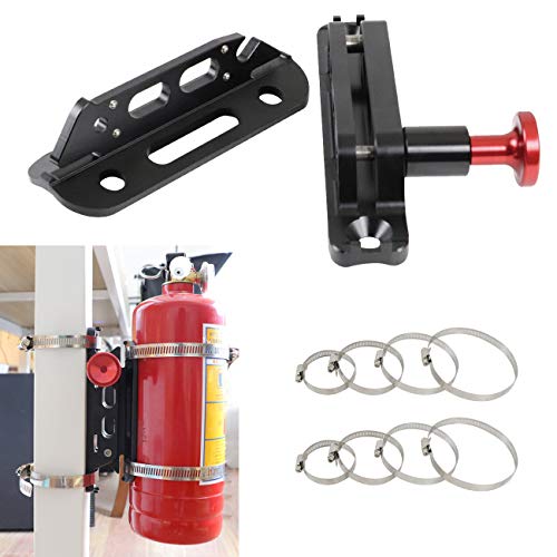 MFC New Multi-purpose Aluminum Adjustable Fire Extinguisher Holder Mount with 8 Clamps(4 pcs extra adjustable rings for spare using) Fit for Jeep Wrangler UTV Polaris RZR Ranger