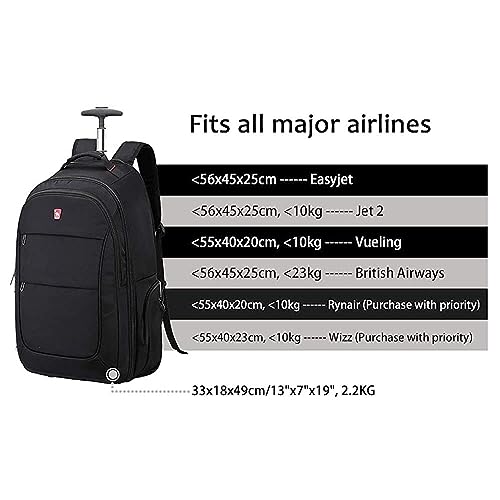 Oiwass Rucksack-Trolley mit Rollen für 15,6 Zoll Laptop