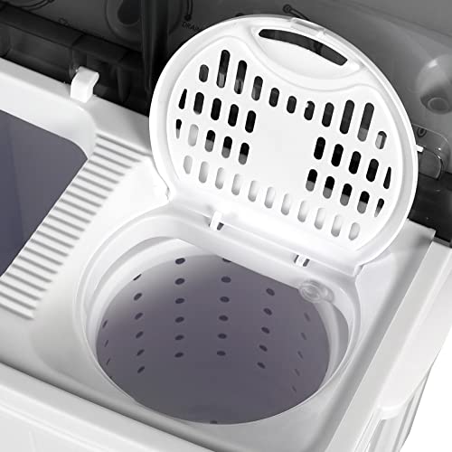 Washing Machine, Portable Clothes Washing Machines, 17.6Lbs Wash And Spin Cycle, Semi-Automatic Laundry Machine, Compact Washer And Dryer Combo, Twin Tub Mini Washer Machine (Grey&White) #TOP4