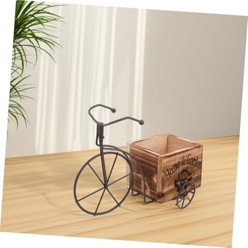 Pot à crayons rétro tricycle en bois, cadeau déco idéal - 5