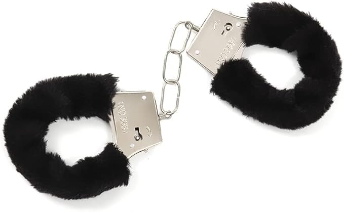 Image of Kids Toy Handcuffs with Fluffy Cover - Safe Pretend Play Metal Handcuffs with Keys - Soft Plush Covering for Police Role Play & Fancy Dress
